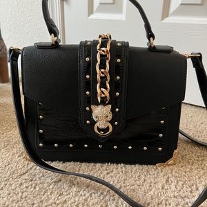 Black Aldo Purse With Gold Detail